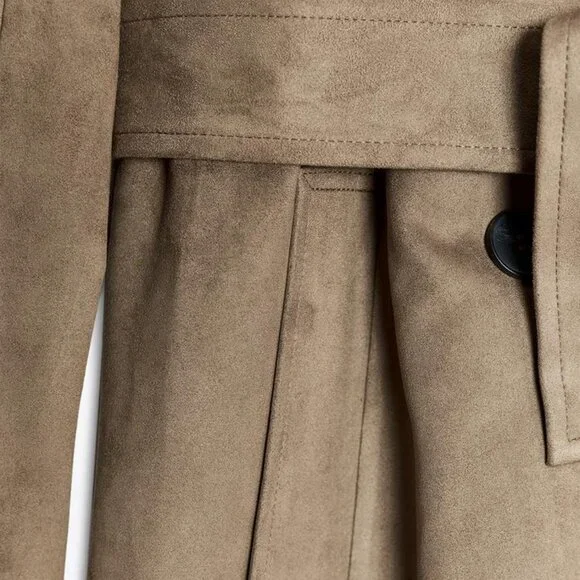 NWT Zara Faux Suede Trench Coat - Picture 7 of 8